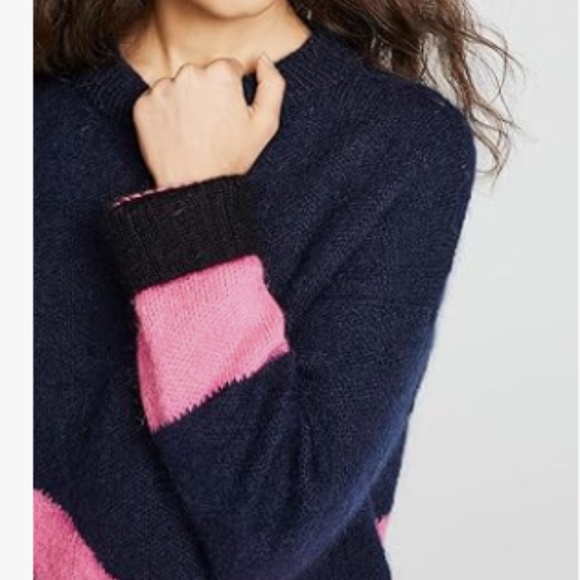 Zadig & Voltaire cozy preppy color block grandma core Tony Mohair Sweater - Picture 11 of 11